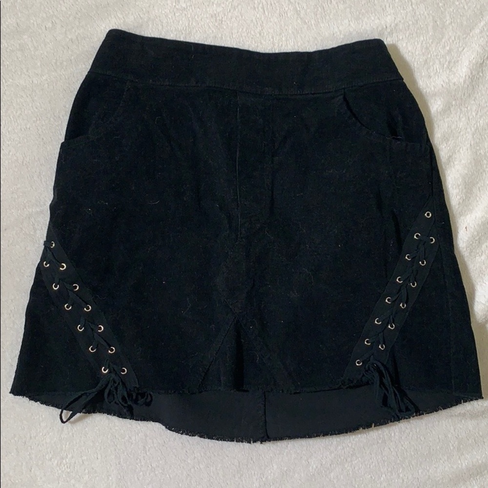 Don’t Ask Why Black Corduroy Lace Up Side Skirt